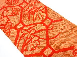 アンティーク　本総絞り蜀江に蔦の葉・笹模様名古屋帯